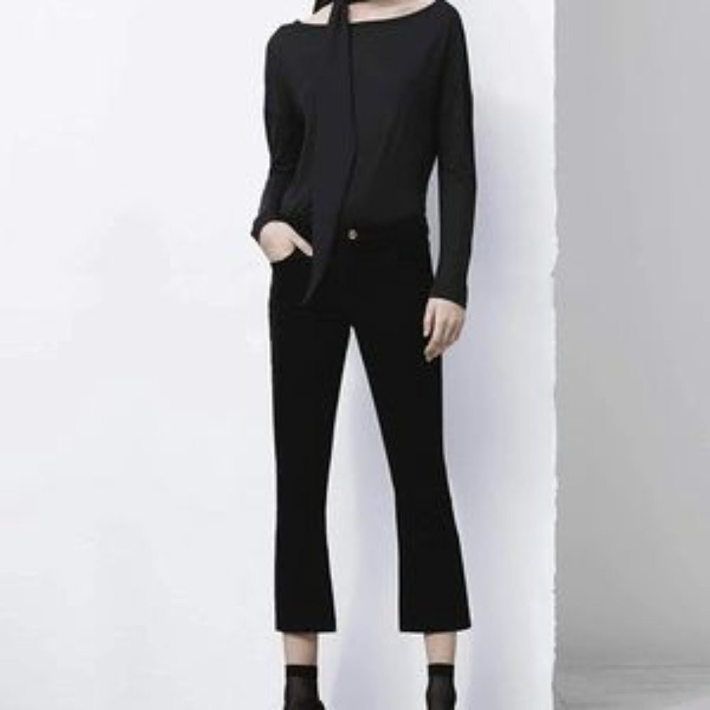 NWT J Brand Selena Bootcut Mid-Rise Skinny Crop Black Corduroy Size 29